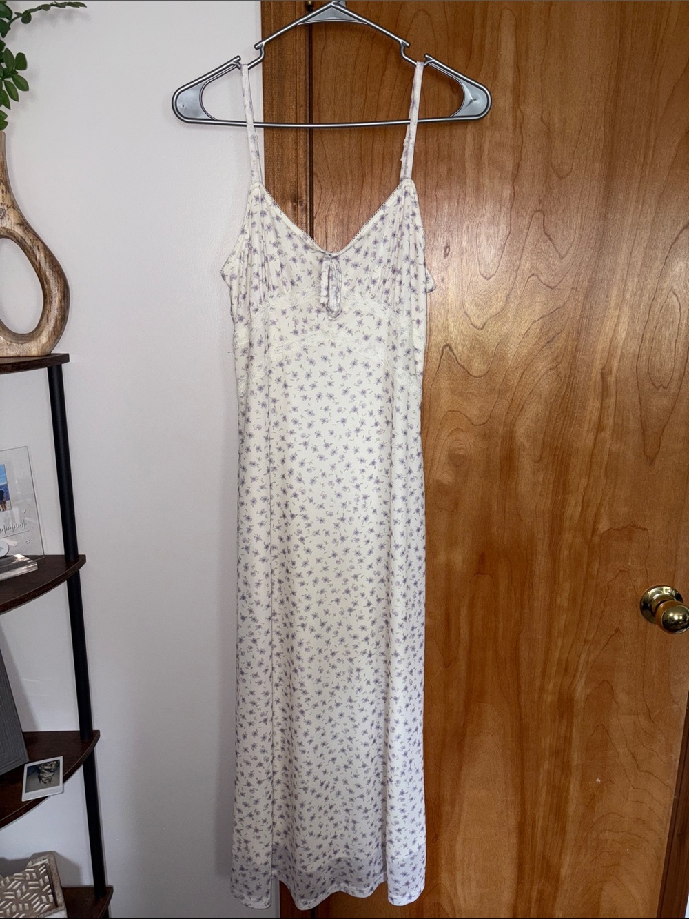 Pink Republic Cream Maxi Slip Dress with Purple Floral Print